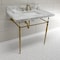 Fauceture KVPB3622M8SQ7 36" Console Sink with Brass Legs (8-Inch, 3 Hole), Marble White/Brushed Brass KVPB3622M8SQ7 - alternate 3